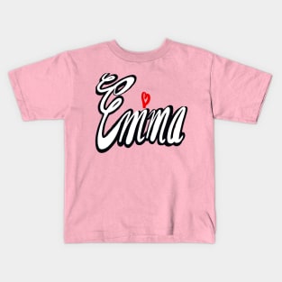 Emma popular girls first name in white. Personalized personalised customised name Emma. Kids T-Shirt